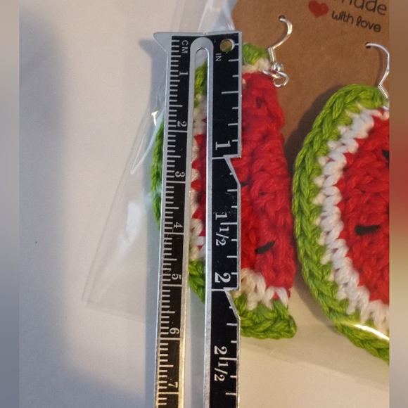 Watermelon earrings, fruit crochet handmade kawaii gifts for summer - Picture 8 of 8